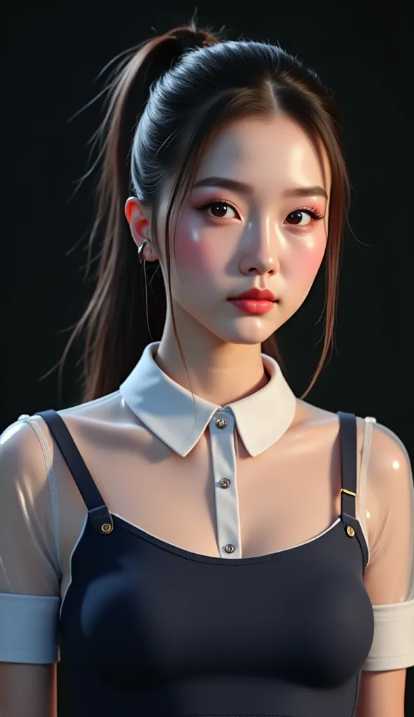 High Quality Photo , 3D 8K,  ถ่ายด้วยThe camera คุณภาพสูงที่สุด , The camera , Fuji Camera , , hand using the highest quality and most modern film ,ภาพและสีที่images , A round faced Asian girl  ,white, White skin, freckles, school skirt dresses, ผมดำ, frec...