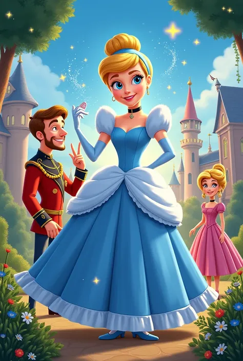 make a poster for cinderella the movie and make it      silly but not too silly and try to include the main       characters in the poster