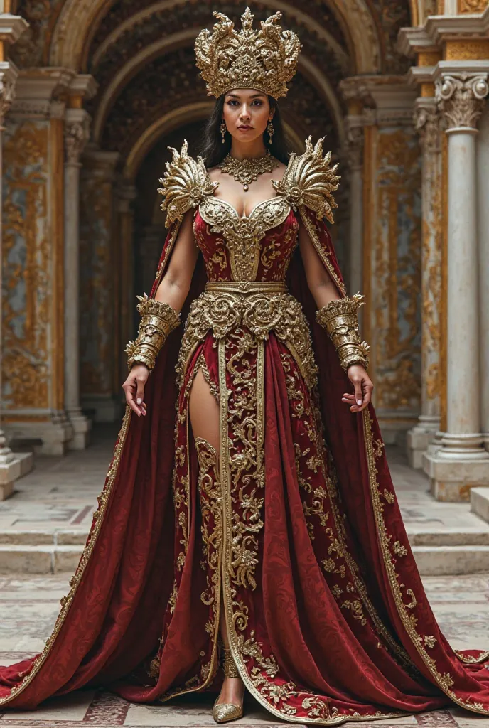 Make me a Venetian costume with a theme of Greek gods,  and make the image full body. The costume must be impressive 