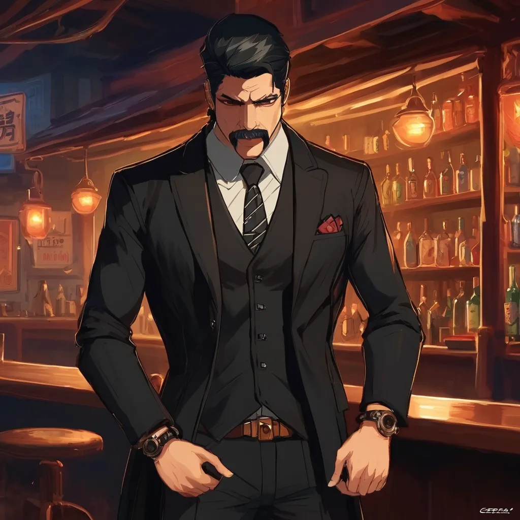 score_9, score_8_up, score_7_up, 1 boy, (((bar, tokyo))), bodyguard, standing, the Nahualli , Serious, dangerous man, elegant, elegant, He's a gangster, (((black coat, long coat, black suit))), ((( realistic ,  Detailed , photo realistic ))), (((close up, ...