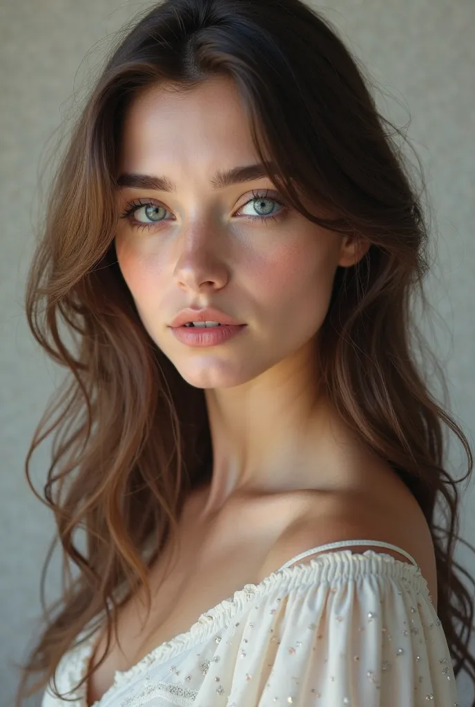 I would like to make a 22-year-old woman, White blue eyes 1,70m brown hair, give me more 