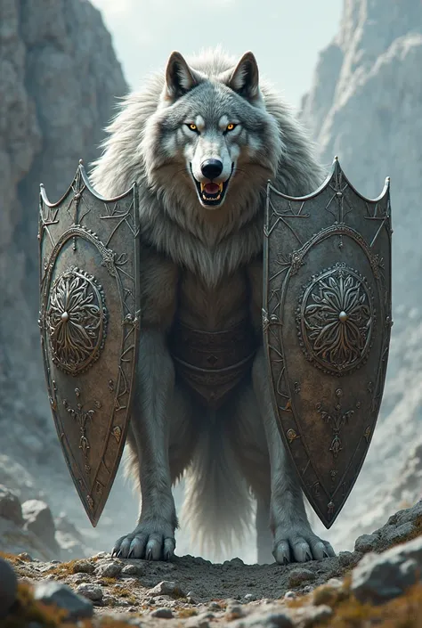 Wolf with shields  