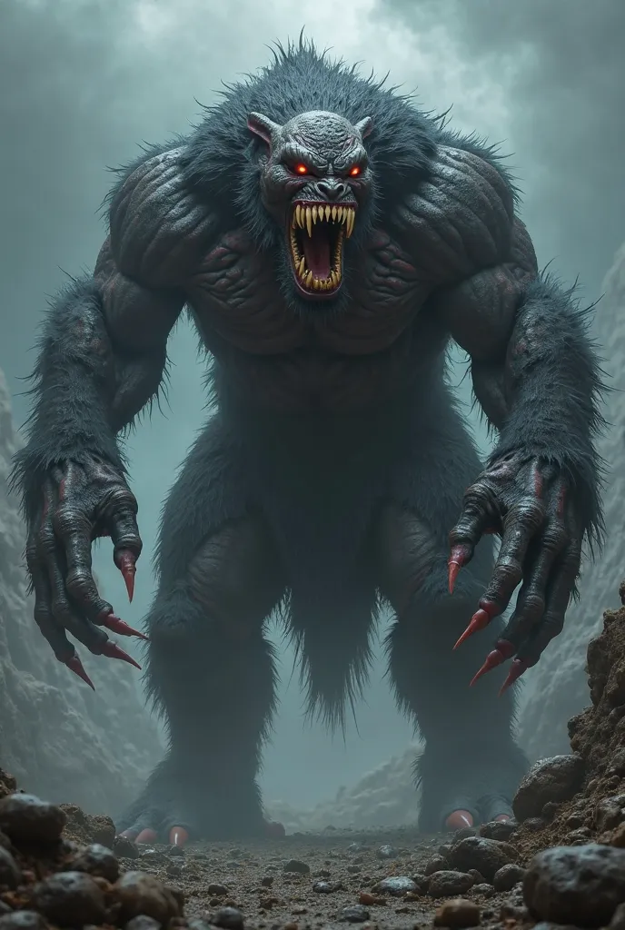 Create a super angry hulk-style abominable humanoid black monster