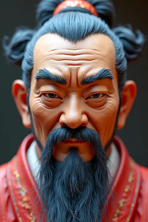 You could generate an image of Confucius's face made with different polygons of different colors giving a hyper realistic 3D effect High resolution, masterpiece,  Precise, Anatomically correct, Awarded multiple times, the best quality, Detail, Details alto...