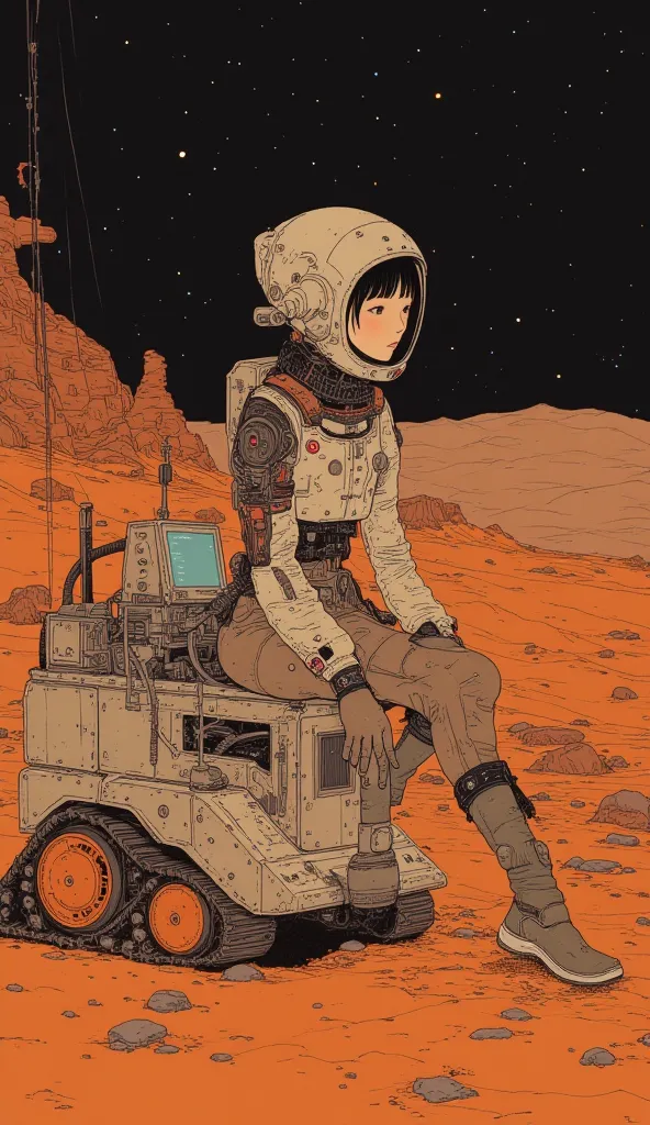 Mars rover、Space Suit、 helmet、 shortcuts、 Japanese woman