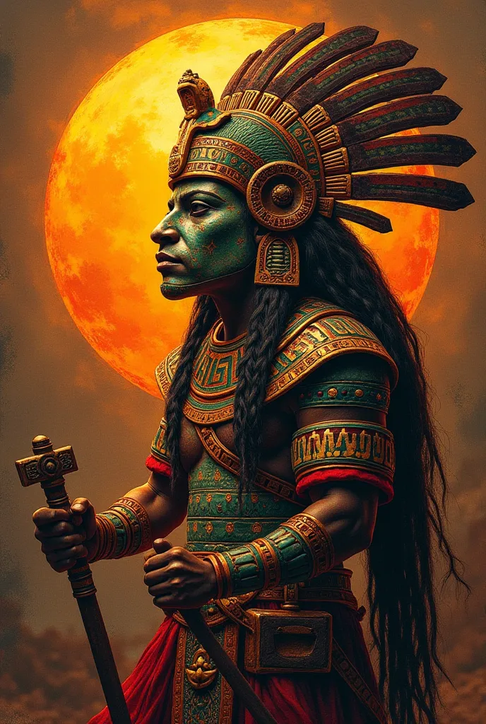 I want an image of the Aztec Civilization god:

Huitzilopochtli: God of the Sun and War . He is the first to appear on the list and was considered the main protector of the Aztecs in their battles. That it looks like it was done by a girl of about  in pain...