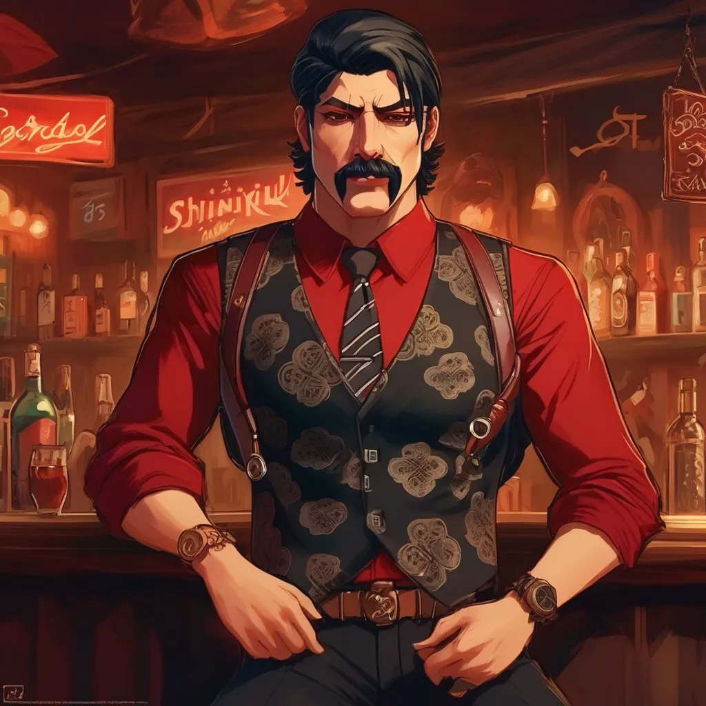 score_9, score_8_up, score_7_up, 1 boy, (((bar, shinjuku))), bodyguard, sit, the Nahualli , Serious, dangerous man, elegant, elegante, He's a gangster, black vest, red shirt, ((( realistic ,  Detailed , photo realistic ))), (((close up, de cerca)))