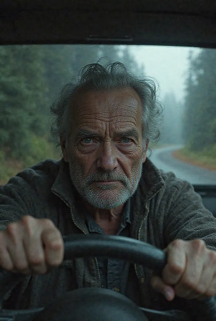 Old man driving scared 