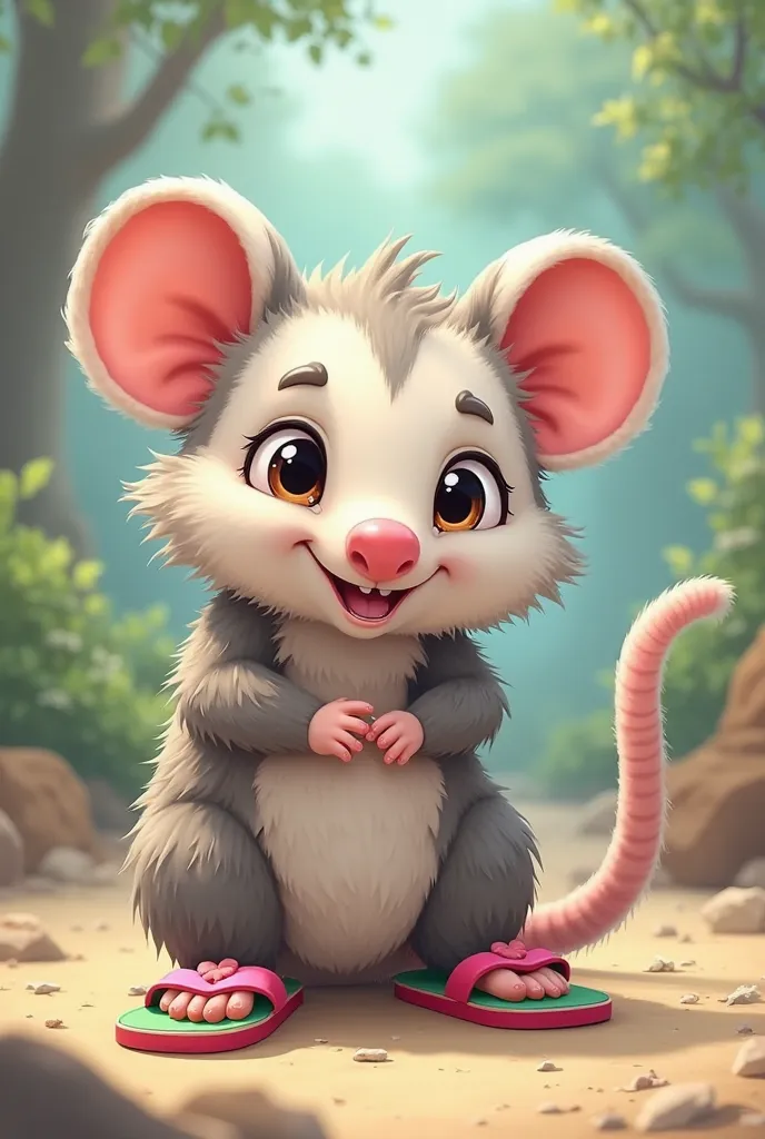 Create me a possum with flip flops