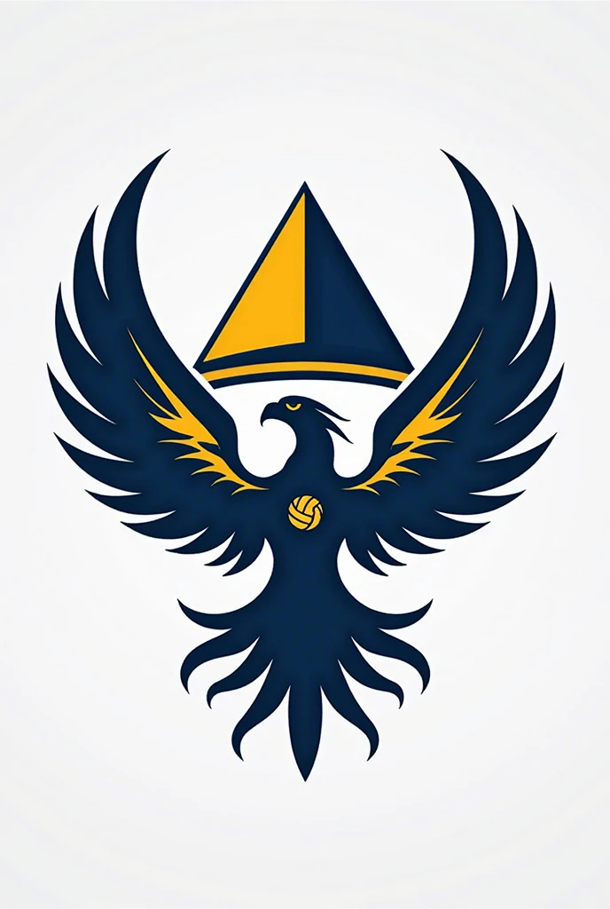 Create a logo for the Souza Lopez college volleyball team, The school logo is a blue and yellow pyramid, The name of the school must be included, Of volleyball and that there is a Phoenix 