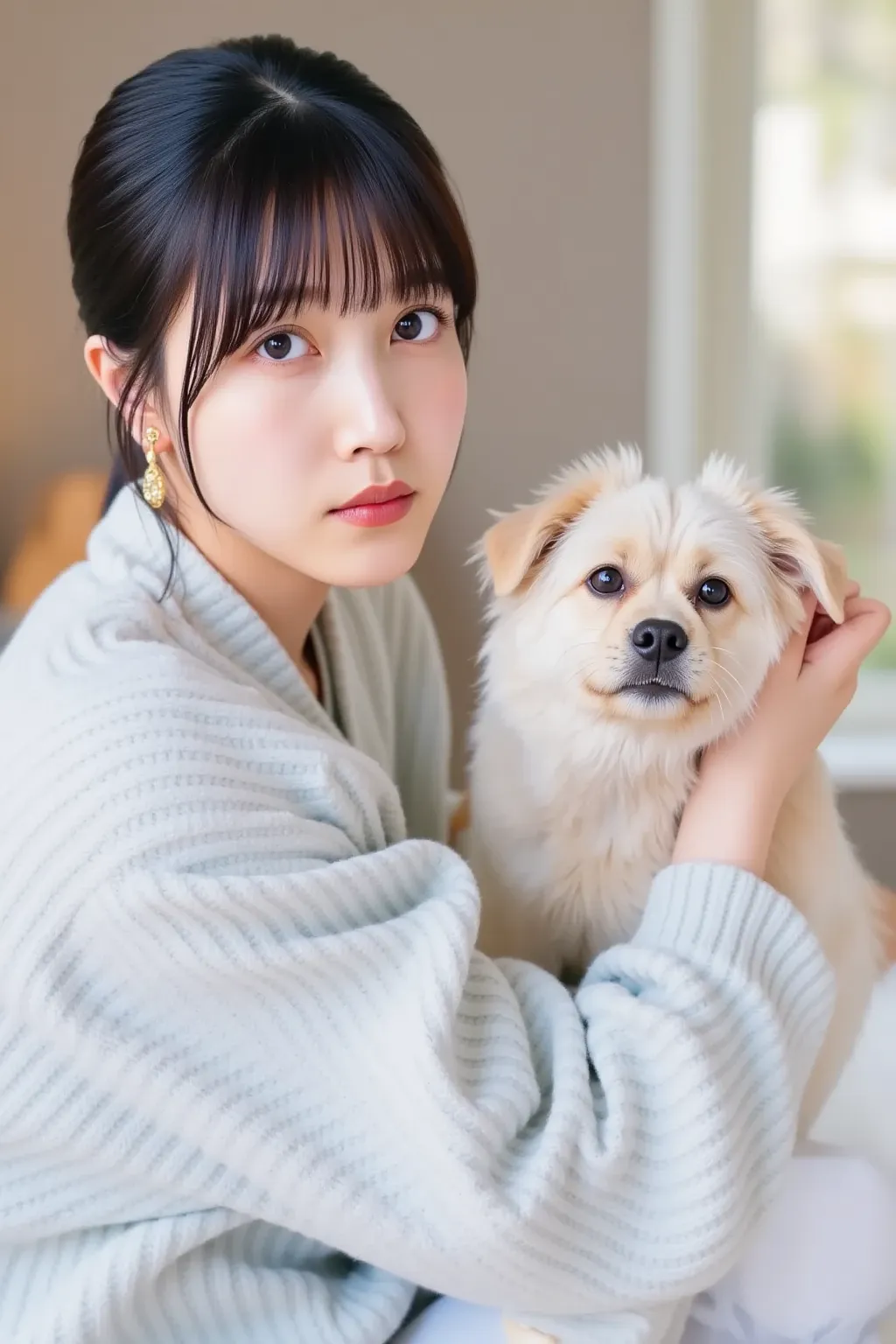 cute dog and woman