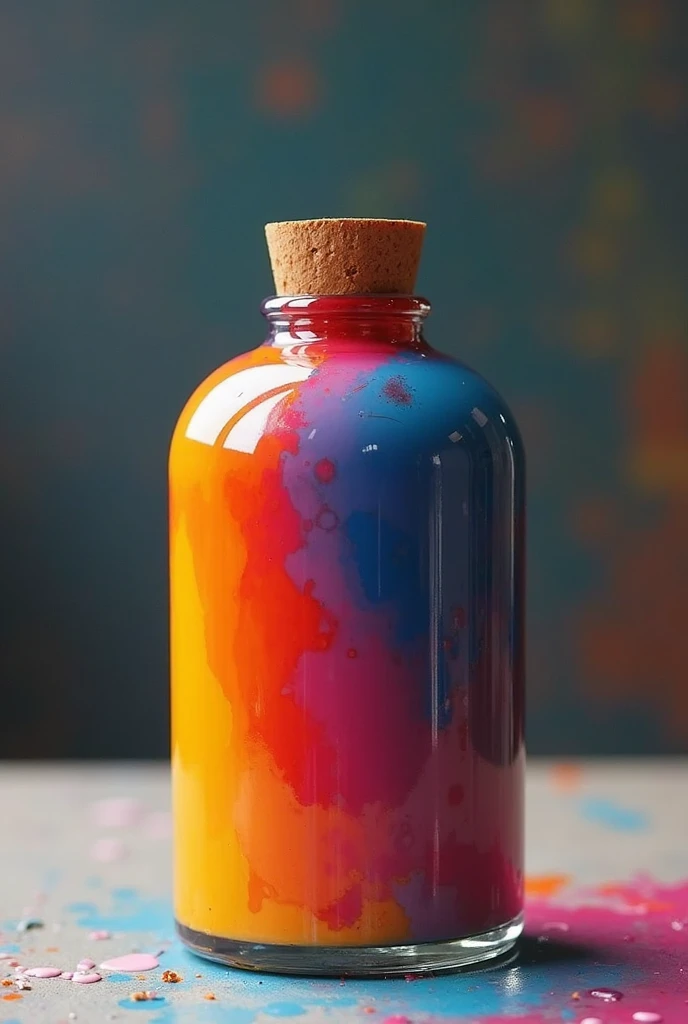 Create a bottle of paint and keep the bottle closed so that it does not contain texts or anything 