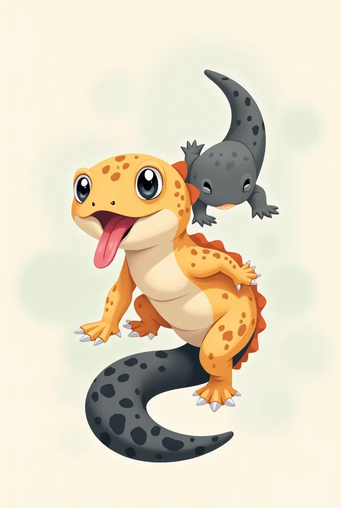 Create a cute image for me to wear as an amphibian shirt and brooch, A cute salamander with its tongue sticking out