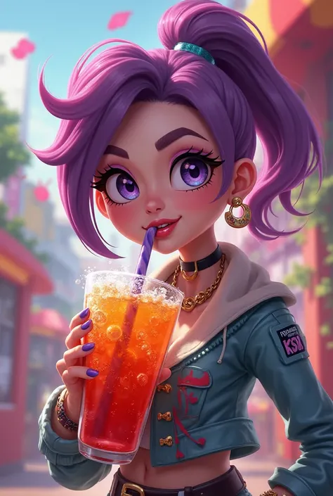 Emz from Brawl Star drinking a soda 