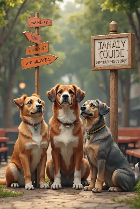 Dogs reading realistic signs