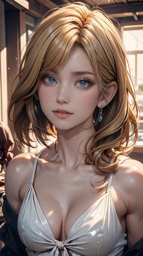 Takachiho Haruka、Crasher Joe、Alfin、beautiful girl with blond hair and blue eyes at age 17、Young Scandinavian woman, cute face,  enchanting, highest quality, masterpiece, ((( soft lips ))), (((glossy lips))), very detailed, (semi-realistic:1.2), 