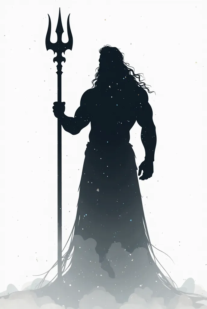 The silhouette of the Greek god Poseidon. This image is on a white background.