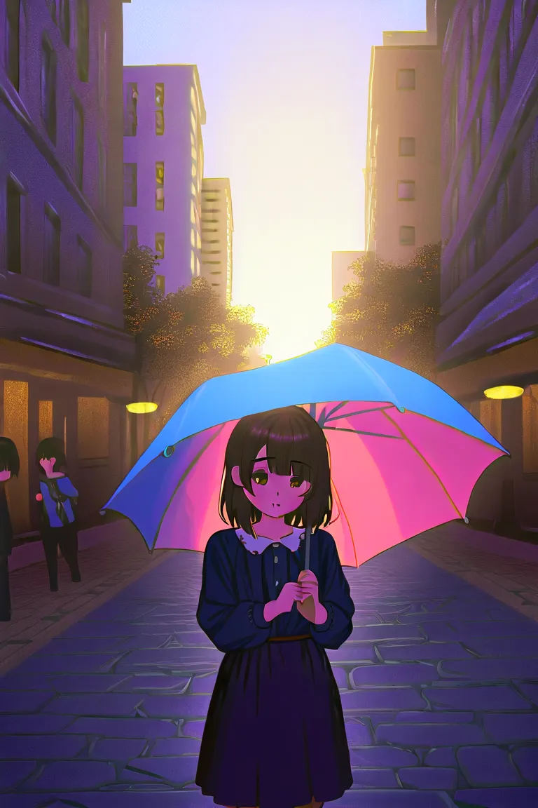 Cute beautiful girl holding an umbrella in the rain、laughing