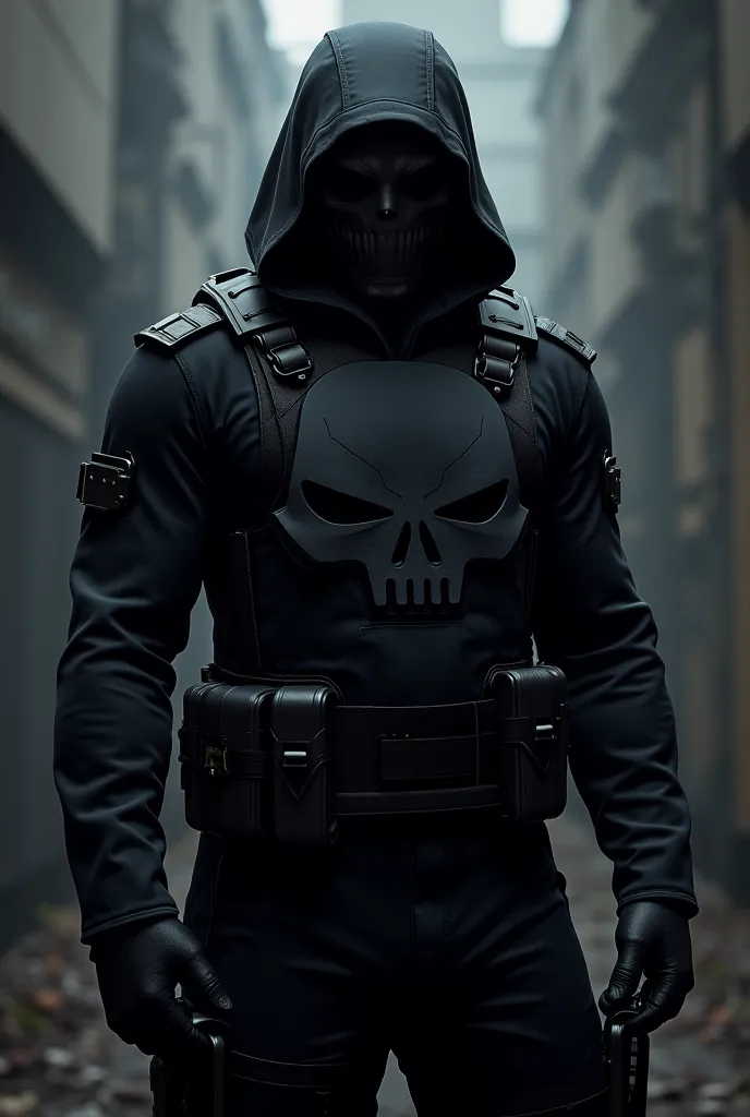 I wanted a soldier in all-black uniforms and with his name written on his chest "Black Skull"