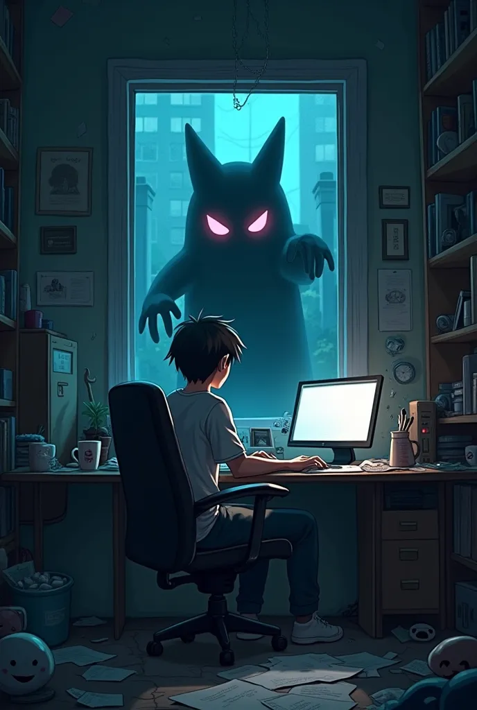 Psycho writing with animated Gengar