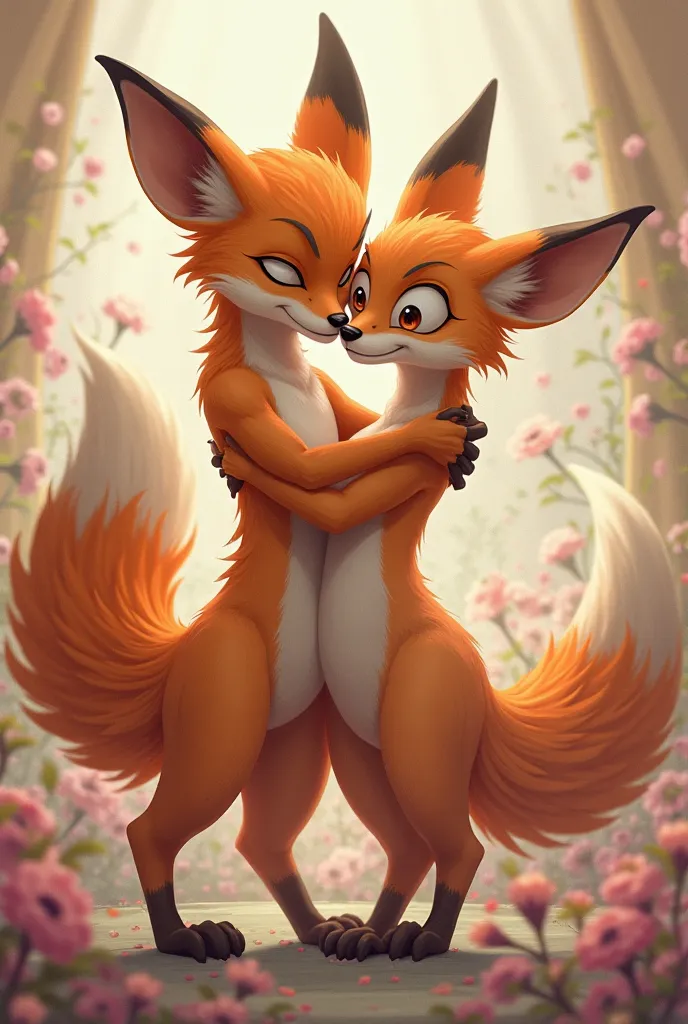 Create Swetie Fox without clothes kissing a dildos