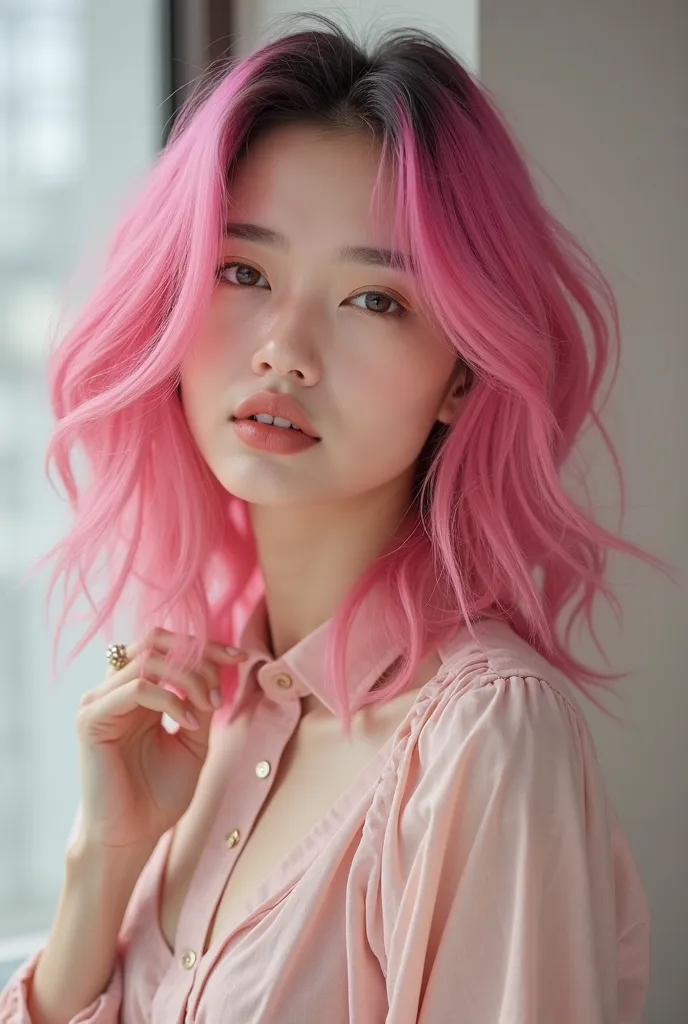 Asian woman young pink hair influencers 