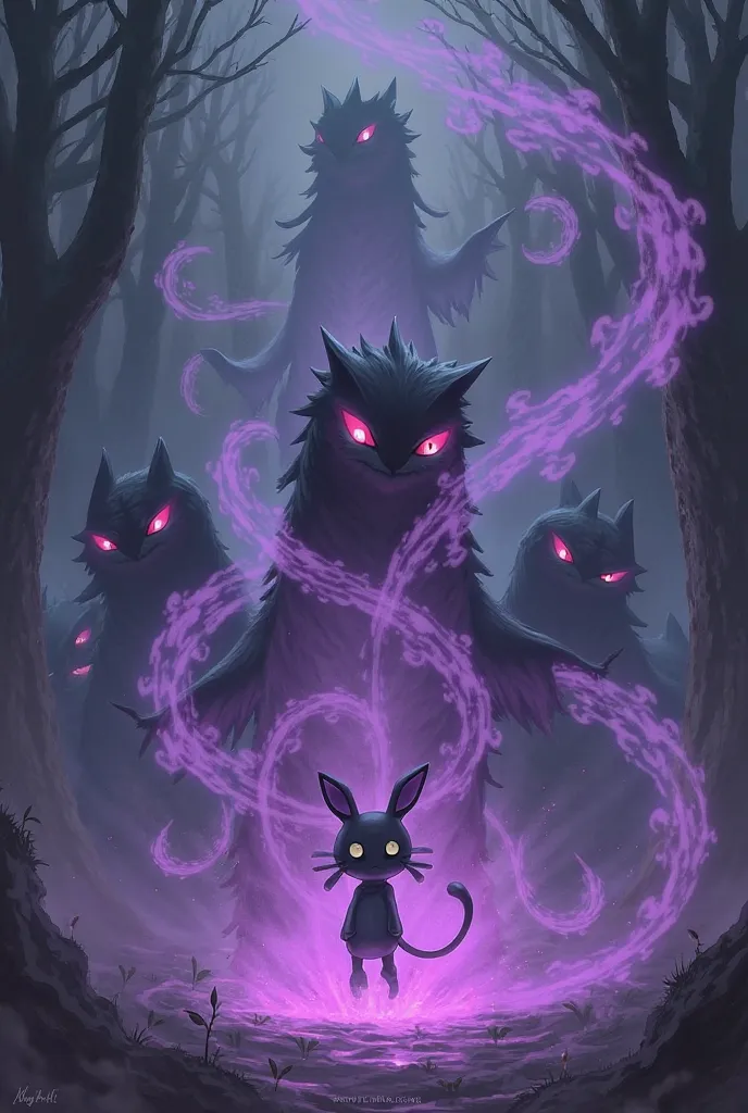 Writing Psychoes with Purple Smoke and Several Gengar Back