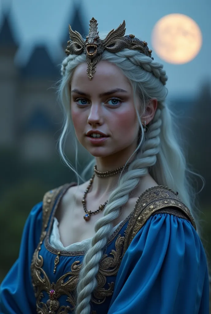  hyper-realistic. Selfie Photo. that employs the shallow depth of field technique to highlight a nordic girl at ((night in Paris)) setting, (((under the moonlight))). Sylvia Saint face, Game of thrones theme , ((1 girl, solo, lonly,)) ((portrait in front a...