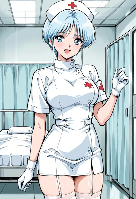 Score_9, score_8_up, score_7_up, source_anime, Yukime, solo, light blue hair, blue eyes, large breasts, short hair, long sideburns, 1990s, (best quality), (high quality), {masterpiece}, extremely delicate and beautiful, ultra-detailed, beautiful detailed e...