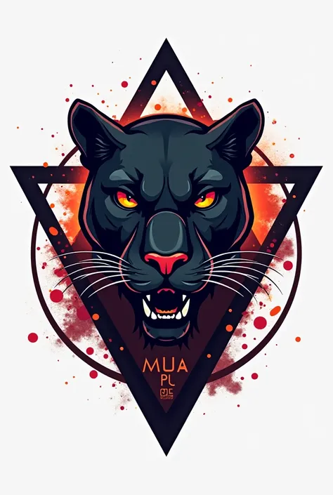 Make a logo of a jiu-jitsu and Muay Thai wrestling academy written in the Muay Thai jiu-jitsu logo with a triangle in the background and a panther must be clean and modern at the same time