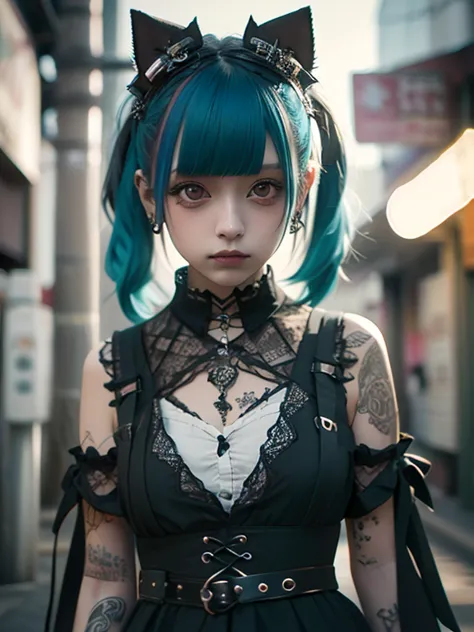 punk, crazy, girl, A lot of stuffed animals, Gothic Lolita, one girl, colored inner hair, multicolored hair, hair spread out, middle hair, standing, upper-body, first-person view,detailed eyes, (8k, RAW photo, best quality, masterpiece:1.2), (realistic, ph...