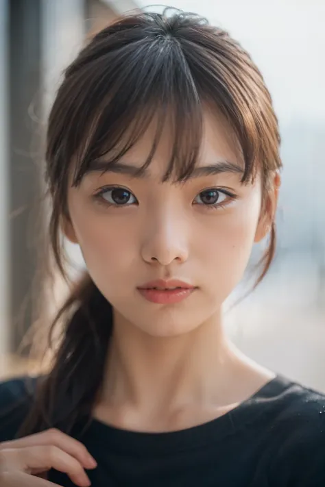 ((best quality:1.4)), (masterpiece:1.4), (realistic:1.4), Lens: 135mm f1.8, ((super detailed)), (8k:1.2),  Yan Photo, ((Beautiful  girl)),  Realistic skin with attention to detail , ( Moist strip), Narrow eyes, viewers,face up、 Yan in focus、realistic skin、...