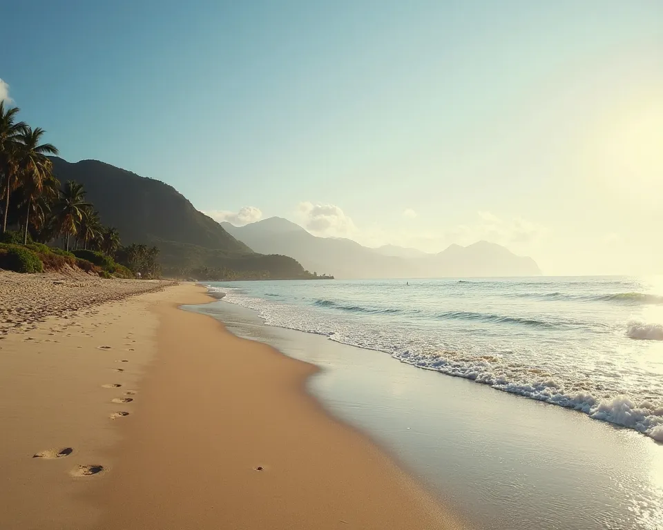 Ipanema deserted beach , photo real,  high definition ,  perfect focus,  photo Canon T5 50 mm, real textures, Real photo, late afternoon, natural light,  high quality, same details ,same background,4K, maximum quality ,Realistic photo 