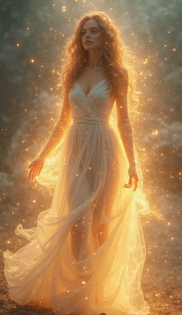 A woman wrapped in an aura of light、I am protected by light