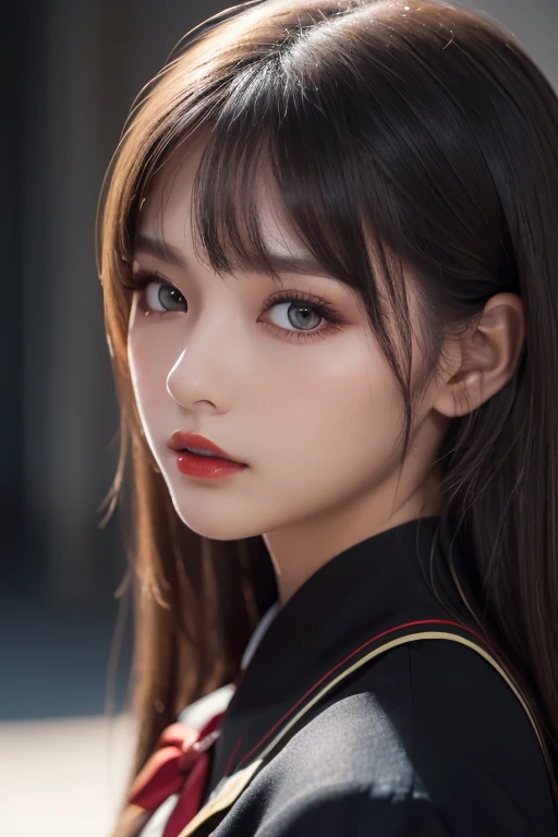 8k, top quality ,1　girl, ( SKIN DIMENTATION), knight , ( dark), clear the background indoors, (people々), Beautiful Bangs, nice,, (Clothing and uniforms:1.3), soft lighting , charming, dark Room, (Shut up:1.2, beautiful eyes, detail eyes, detailed iris , be...