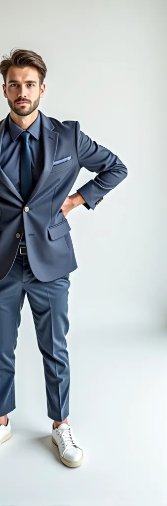 navy blue . suit jacket ,  tie , young man passport photo ,  background light gray gradient ,  front view realistic,  mamiya 85mm lens , soft light ,swap the face to my face
