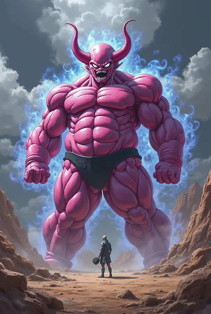 Frieza and majin buu fused, potara, anime style, dragonball, good art