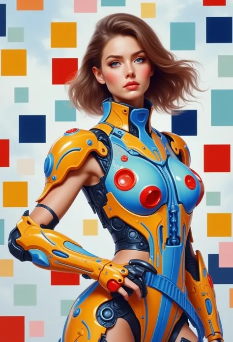 arafed image of a woman in a futuristic suit holding a gun, alexandre ferra mecha, ferra white mecha, painterly humanoid mecha, mechanized valkyrie girl, female mecha, portrait of rung, inspired by Ryan Barger, alexandre ferra white mecha, mecha inspired, ...