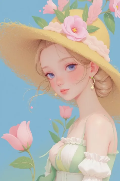 one天使抱着onemoon的特写镜头, Star，moon，  Exquisite Digital Art, 可爱的数字艺术,  cute art style ,  Cute digital painting , Realistic cute girl painting,    beautiful illustrations  , Exquisite painting style,   Full  ,   Beautiful Item   ,  Pastel anime illustration ,  a...