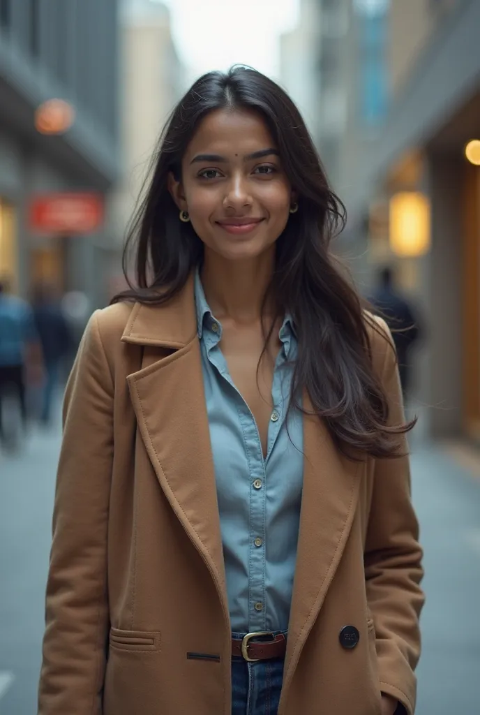 19 years old inadian girl wearing coat for job