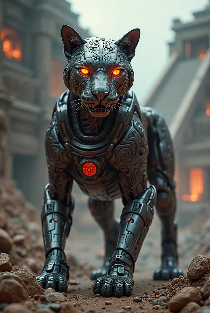 A robotics-themed image relating to Ix-Balam whose representative image is a jaguar 
