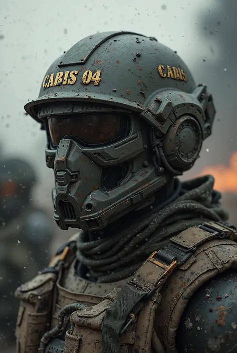 Military helmet with the name cabis 04