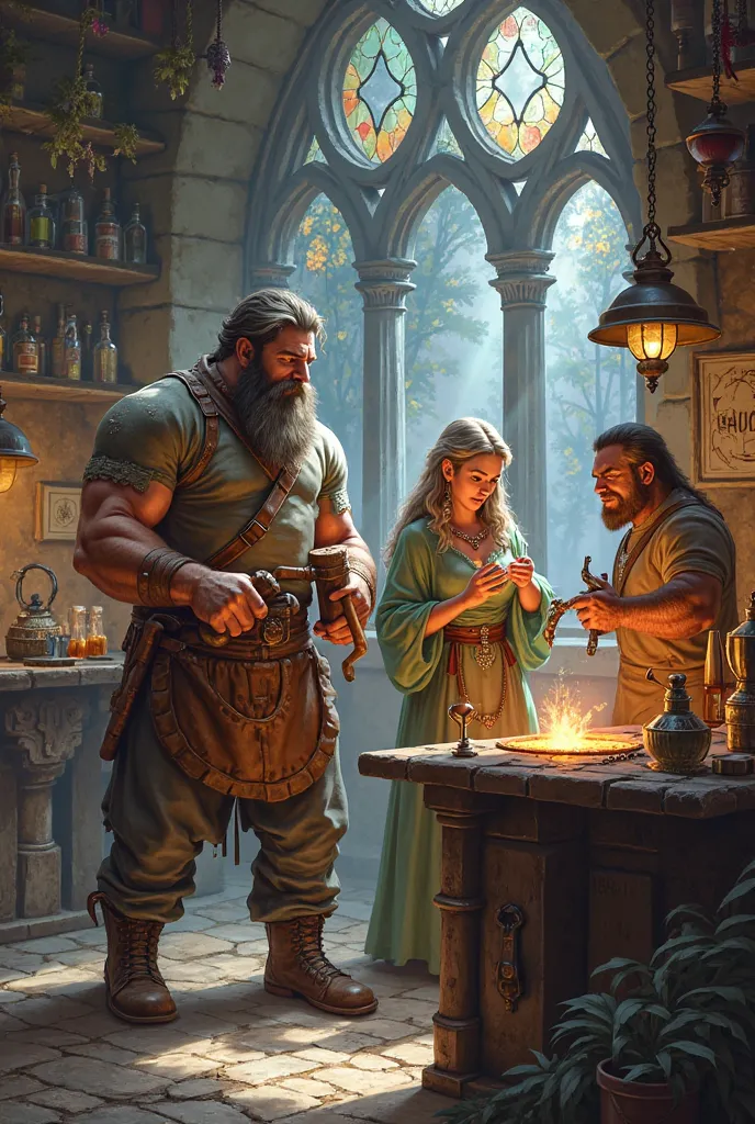 Markus (human) the blacksmith, Daniela(High Elf) the healer,Erick(dwarf) the jeweler and Kaelen(Dark Elf) The Picaro.