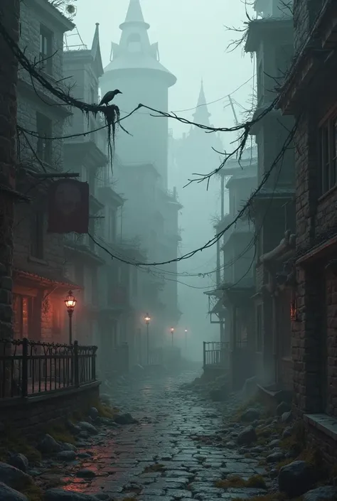 Create a background image of a Bloodborne style setting.