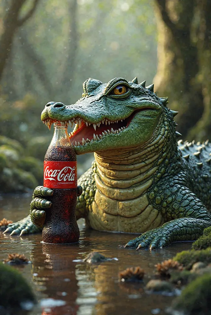 Make an alligator drinking coca