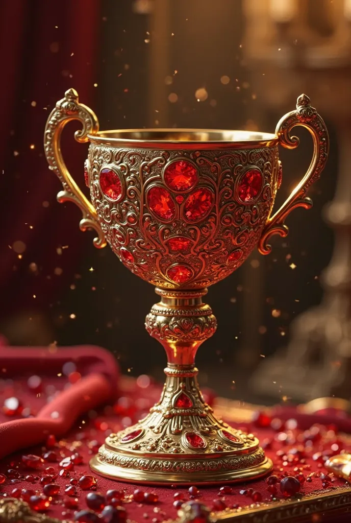 luxurious cup adorned with red stones