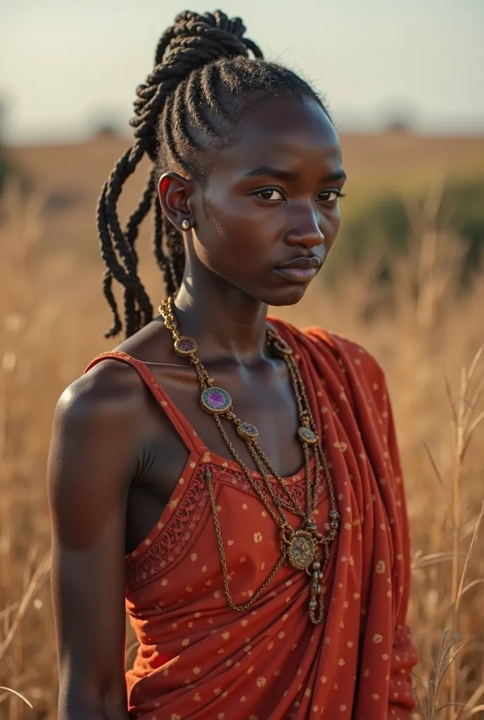 Seydou un guerrier courageux mais sans rang élevé. Leur amour est un serment silencieux, né sous les étoiles, loin des regards du village. Maissai 