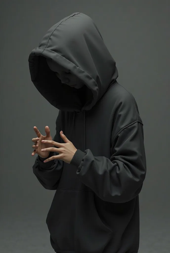 Create a sad full-body animated hoodie with bare hands
Make it lively
