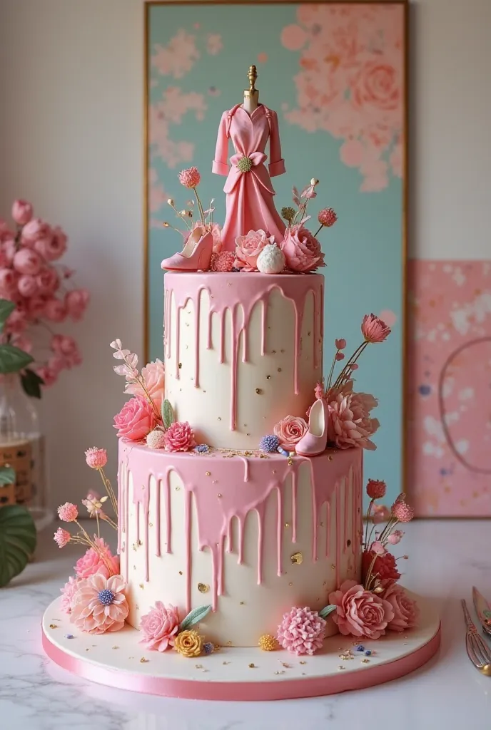 One-story birthday cake for a young fashion designer 