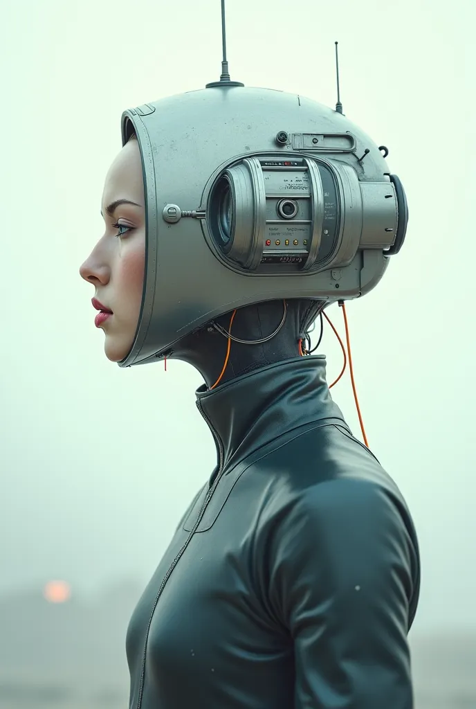 a 2D portrait of a person with a radio head
